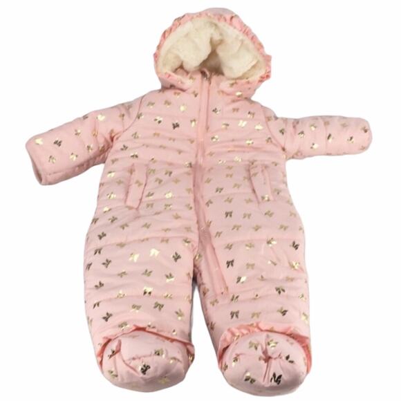 Jessica Simpson Ribbon Snowsuit Pink Gold 6-9 Months